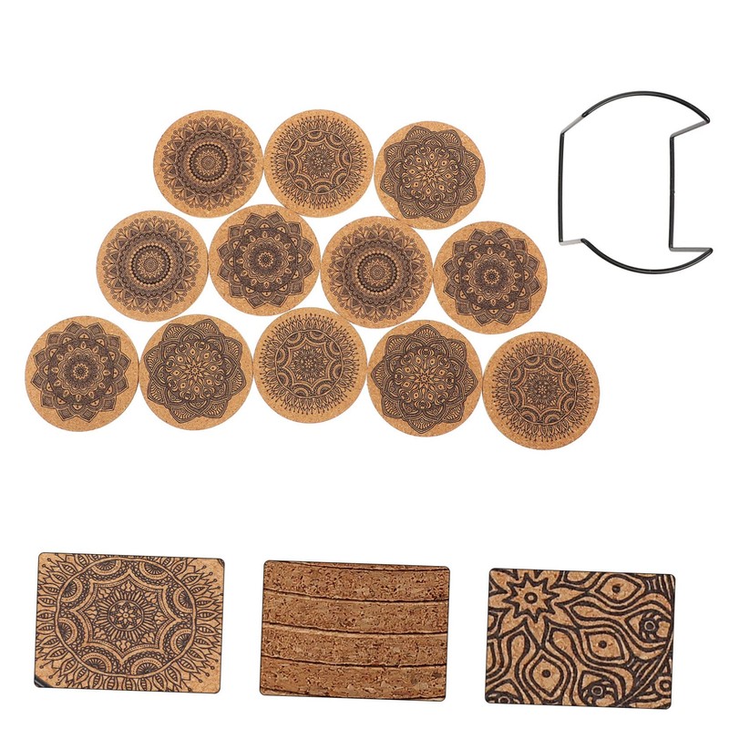 GRIRIW 1 Set Creative Nordic Round Wooden Coasters Decorative Heat