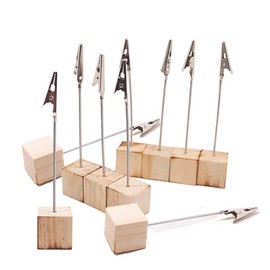 3 Pcs Memo Clip Holder Stand with Alligator Clasp for Pictures Card Paper Note Clip Shop Price Tag, Real Wood