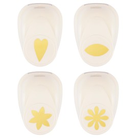 Vaessen Creative Craft Paper Punch - Flowers - 4 Pcs - Various Sizes - Circle Cutter for Crafting and Card Making - Heart, Petal, Flower, Daisy