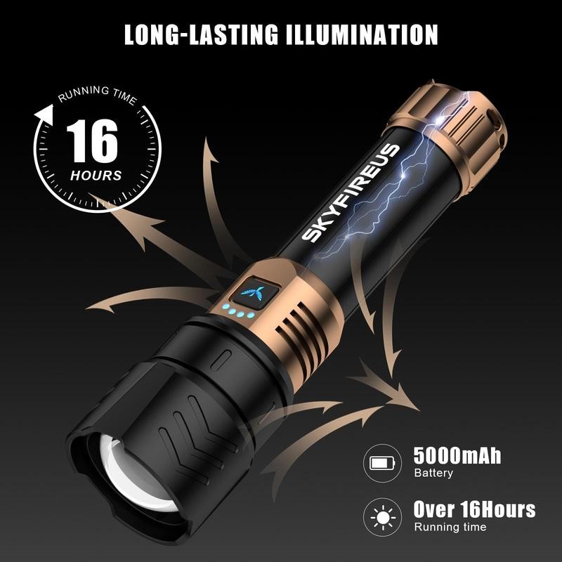 SKYFIRE LED Flashlight – Model 1097, Super Bright Rechargeable Torch