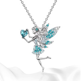 LQTSLFM Women's Crystal Pendant, Elf Necklace for Girls, Women's Necklaces with Crystal Pendant, Jewellery Girls, Necklaces, Gifts, Jewellery, Gifts for Girls, Daughter, Birthday, Alloy Steel, No