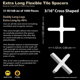 Daddy Long Leg 3/16" Tile Spacers - 650 Pieces - Jar
