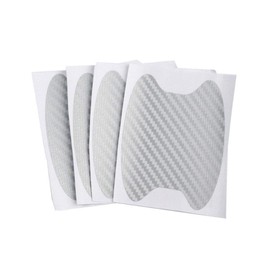 Kikier 4pcs Universal 3D Carbon Fiber Car Door Handle Paint Scratch Protector Sticker Auto Door Handle Scratch Cover Guard Protective Film (Silver)