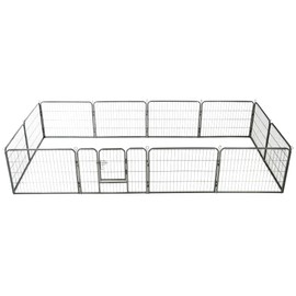 vidaXL Dog Playpen - Heavy-Duty Steel Panels with Secure Latch, Customizable Shape, Indoor & Outdoor Use, Easy Setup, Black, 31.5"x23.6"