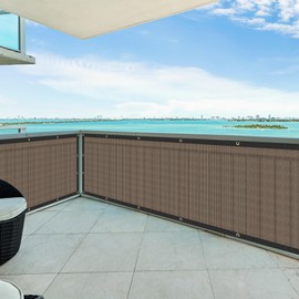 FREADEM 3' x 100' Privacy Fence Screen, Patio Fence Windscreen Cover Netting Mesh Fabric Cloth,160 GSM Shade Tarp Barrier for Garden Backyard Playground Farm Driveway Balcony Deck Swimming Pool, Brown