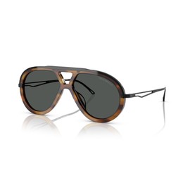 Emporio Armani 0EA4242U SHINY STRIPED BROWN 56 Sunglasses, SHINY STRIPED BROWN, 56