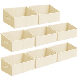 Homsorout Storage Bins Cube Storage Organizer - 8 Pack Fabric Trapezoid Storage Cubes for Bins and Baskets for Shelves Collapsible Non-Separating Trapezoidal Flared Cube Organizer, Beige