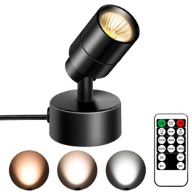 FZWLE 1 Pack Dimmable Spot Lights Indoor, Uplighting Indoor Spotlight with Timer and Remote, 3000K/4000K/5000K Adjustable LED Up Lights, Spot Lights Indoor Accent Uplighting for Plants