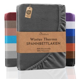 NatureMark Winter Thermal Fleece Fitted Sheet in Many Colours and Sizes Winter Fitted Sheet 140 x 200 cm to 160 x 200 cm - Anthracite