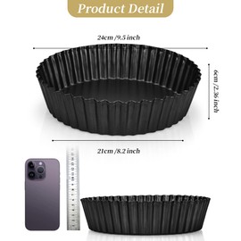 AZKEEGREY 2 Pack 6 CM Deep Quiche Dishes for The Oven Non-Stick 24 CM Tart Tins with Loose Base, Deeps Round Flan Tin Removable Bottom for Baking