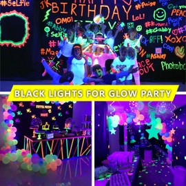 Gonhom 8 Pack A19 LED Black Light Bulbs,Dimmable 9W Blacklight Bulb(100W Equivalent), E26 Base 110V, UVA Level 385-400nm, Glow in The Dark for Black Lights Party, Body Paint, Neon Glow, Art Posters