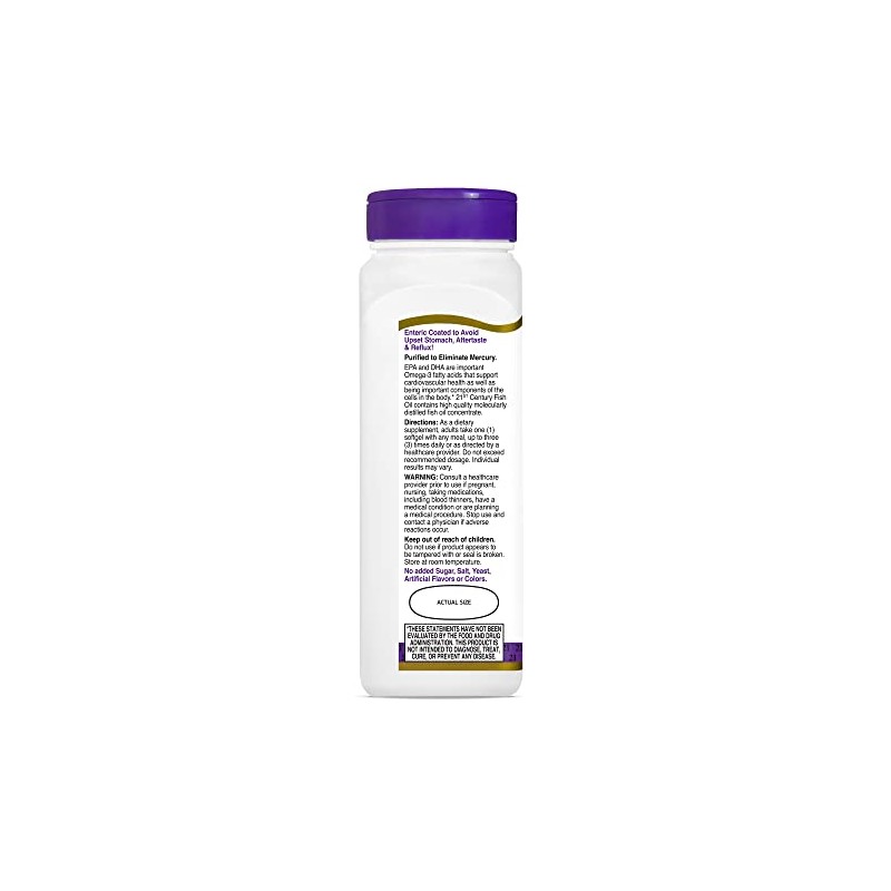 21st Century Fish Oil 1000 mg Enteric Coated Softgels, 90