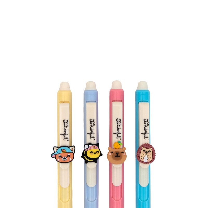 Mr. Wonderful Set di 4 Penne Cancellabili con Charm Panda