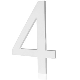6 inch White Apartment Numbers for Door, Self Adhesive Stick on Numbers for Mailboxes for Outside Door Farmhouse Mailbox Office, Address Numbers Frosted Matte White Acrylic House Number 4