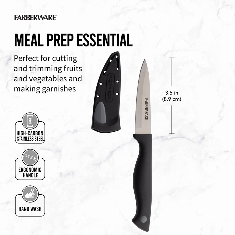 Farberware Edgekeeper 3.5-Inch Paring Knife with Self-Sharpening Blade Cover, High