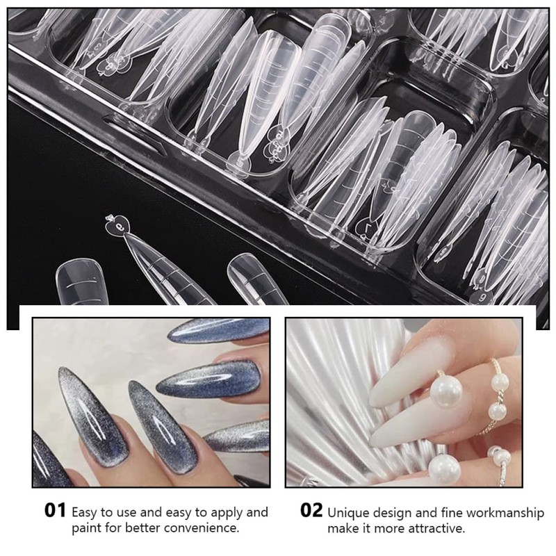 IWOWHERO 100Pcs Press on Nails Model O Removable Art False