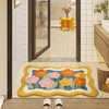Cute Bathroom Rug,Scalloped Floral Washable Bath Mat,32’’X20’’Pink and Yellow Small