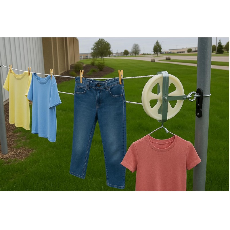 Dependable Industries Inc. Essentials Laundry Clothesline Kit 100ft Cotton Line,