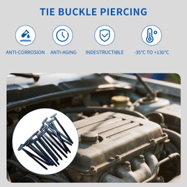 20PCS Nylon Self-Locking Zip Tie Buckles for Automotive & Home – Heavy-Duty Pin & Button Design, UV-Resistant Black, Universal Cable Tie Holder Clips