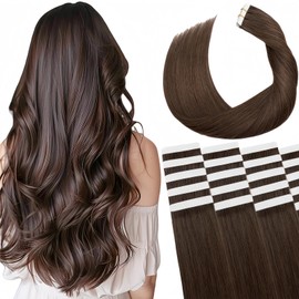 Tape in Hair Extensions Human Hair Utra Thin Invisible Seamless 20pcs 40g (Medium Brown, 14 inch)