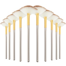 Gkhlg 10 Pieces Facial Brush Ultra Slim Soft Fan Applicator Brushes Professional Blending Wooden Handle Face Mask Brush for Makeup Artists Estheticians Salon Use Home Care