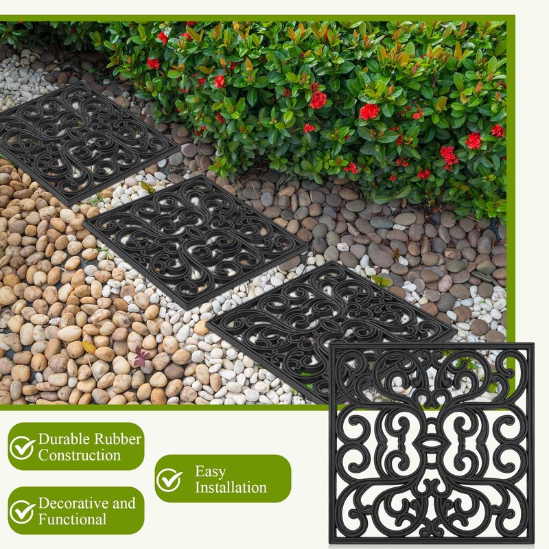 Pangda 8 Pcs Rubber Stepping Stones Outdoor Garden Walkway, 12