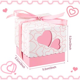 Zonon Valentine’s Day Bakery Treat Boxes Heart Shaped Valentines Cupcake Cookie Box with Ribbon for Desserts Biscuits Candy Chocolate Valentines Party Favor, Red Pink Purple (30 Pieces)