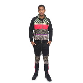 G-Style USA Men's All-in-One Multi-Print Tracksuit ST572-2 Black Medium