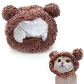 Cat Clothing, Headwear, Hat, Cat Bear, Cosplay Hat, Pet Hat, Suitable for Cats Weight 4.4 - 9.7 lbs (2 - 4.5 kg), Neck Neckline: 11.8 - 13.8 inches (30 - 35 cm), Comes with Bear Ears, Cute, Stylish,