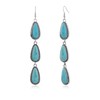 Watforsh Large Long Boho Silver Turquoise Teardrop Western Country Earrings