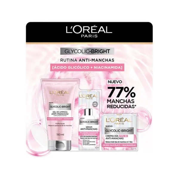Pack Rutina Anti-manchas L’Oréal Glycolic Bright | Gel + Sérum