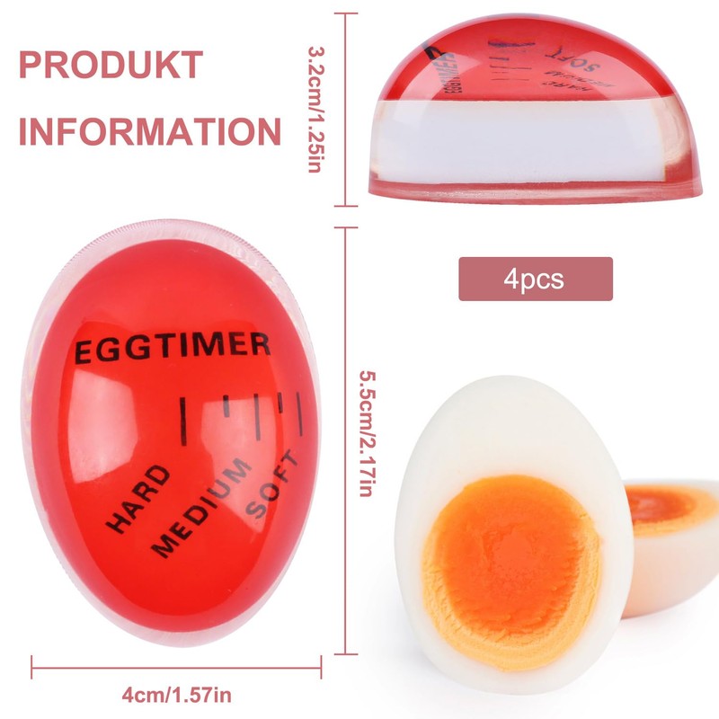 Fzyisw 4Pcs Egg Timer, Colour Changing Egg Timers for Boiling