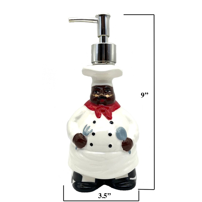 ACK Hand Painted Ceramic Happy Chef Collection Refillable Soap Dispenser,