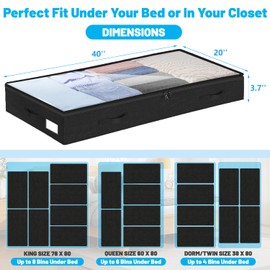 4 Inch Low Profile Under Bed Storage Drawer 2 Pack, Lightweight Underbed Clothes Storage Container Bins with NO STURCTURE, Shallow Storage Bag for Dorm & Home, With Clear Lids and Waterproof Fabric