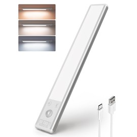 EZVALO Under Cabinet Lights, 3200mAh Rechargeable Motion Sensor Light Indoor 3 Color Temps, Dimmable 134 LED Closet Lights Wireless, Under Counter Lights for Kitchen, Drawers, Wardrobe, Stair (1 Pack)