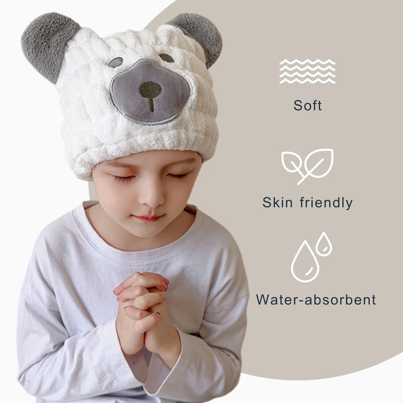LCBD Microfiber Quick Drying Towel Wrap for Kids, Cute Bear