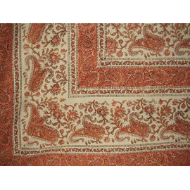 Rajasthan Block Print Paisley Tapestry Cotton Bedspread 108" x 88" Full-Queen Orange
