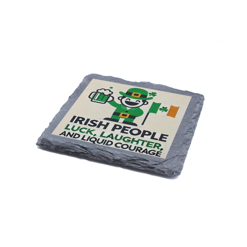 St. Patrick's Day Slate Coaster – Irish People, Luck, Laughter,