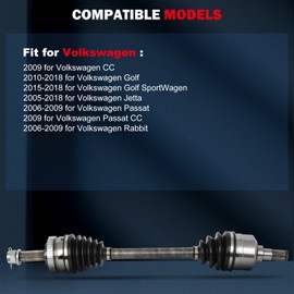 CV Axle 66-7333 for Volkswagen Bora/CC/Golf 05-2019 Front Left FWD Auto 6