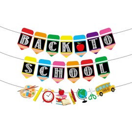 SINGOMON Back to School Banner First Day of School Garland School Day Banner for Kindergarten Preschool Classroom Bulletin Board Decorations Back to School Party Decorations