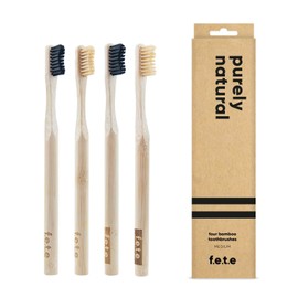 f.e.t.e | Purely Natural Bamboo Toothbrushes | Biodegradable & Compostable Handle | Recyclable Medium Bristles | Sustainable | Vegan