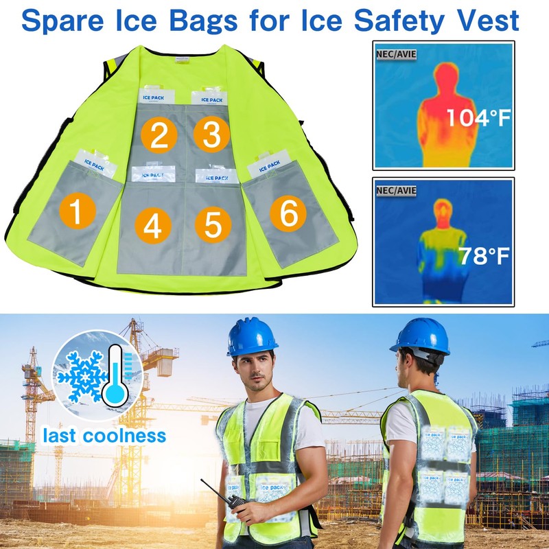 12 pcs Gel Ice Packs for Cooling Vest - Reusable