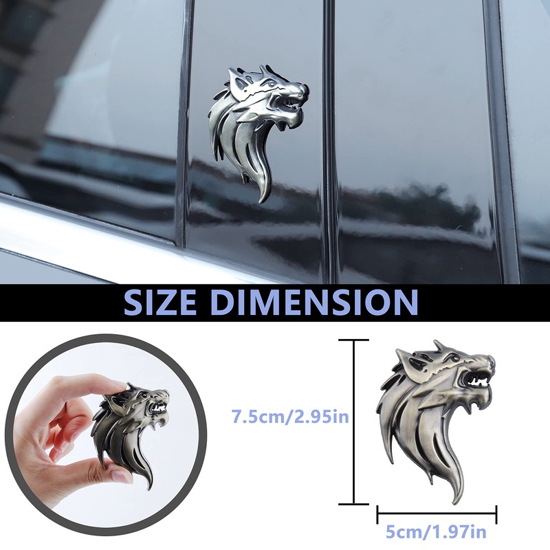 2 x Wolf Head Emblem Car Sticker Wolf Sticker Windscreen