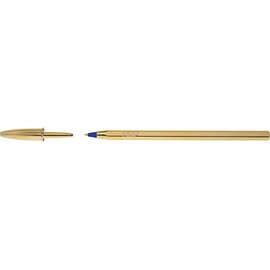 BIC Crystal Shine Ballpoint Pen Medium Point 1.6mm Blue Body Gold Pack of 10
