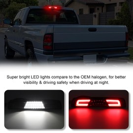 SHINEFIT LED 3rd Brake Light Replacement for Ram 1500 1994-1997 & 1999-2001 / Ram 2500 3500 1994-1997 & 1999-2002, Smoked Lens High Mount Stop Third Brake Light Cargo Lamp for Ram
