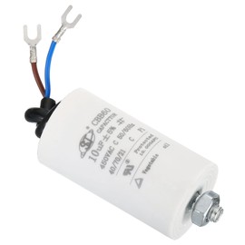 TOP-VIGOR 1Pcs 10uf CBB60 Run Capacitor, AC 450V 2 Wires U Terminal Wires 50/60Hz Cylinder Bottom with Screw for Washing Machine, Cleaning Machine Pump Motor Starts