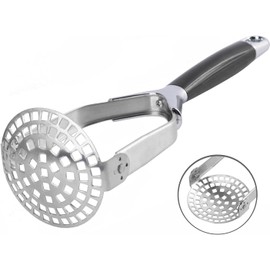 Obsoorth Mashed Potato Masher Stainless Steel Foldable Non Stick 12 Inch Long Handle Heavy Duty Smasher Kitchen Tool,Potato Masher and Peeler for Avocado, Bean, Baby Food, Silver