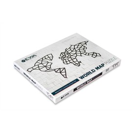 EWA Eco-Wood-Art World Map EWA EcoWoodArt Wooden Puzzles Design Polygonal Puzzle World Map Souvenir Gift Kitchen Home Decor Interior Black