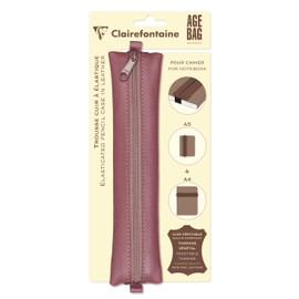 Clairefontaine 77041C Age Bag Trousse Cuir Plate à élastique pour Carnet/Cahier 20 x 4.5 cm Colour Rose Antique Packaging Pegboardable