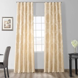HPD Half Price Drapes JQCH-20122010-84 Designer Damask Curtain (1 Panel), 50 X 84, Champagne